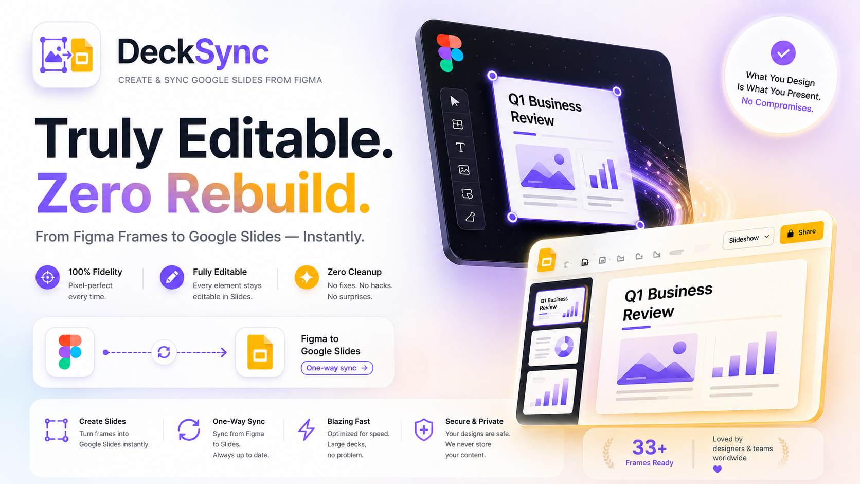 DeckSync converts Figma frames into editable Google Slides decks
